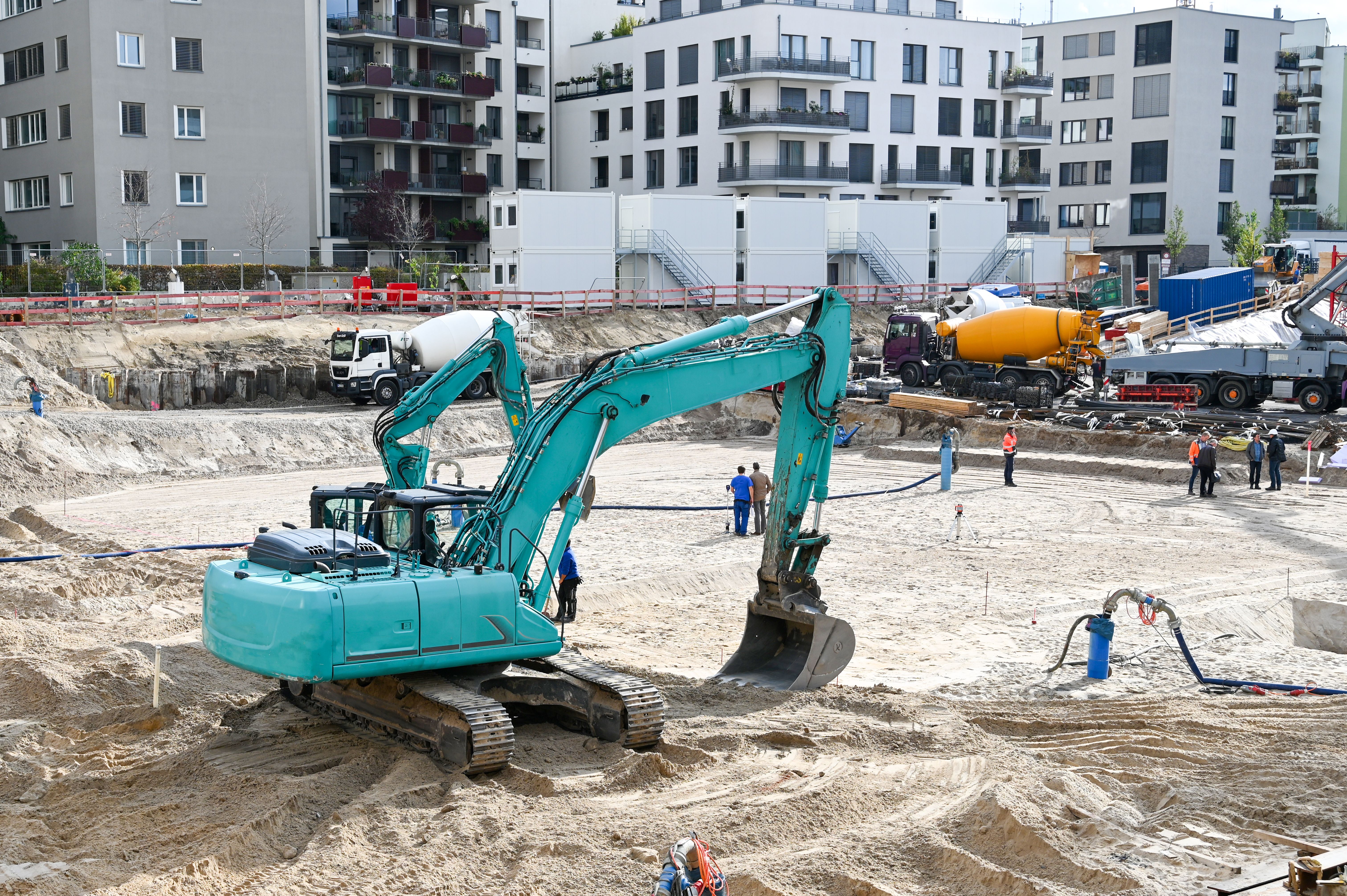 Construction site excavator